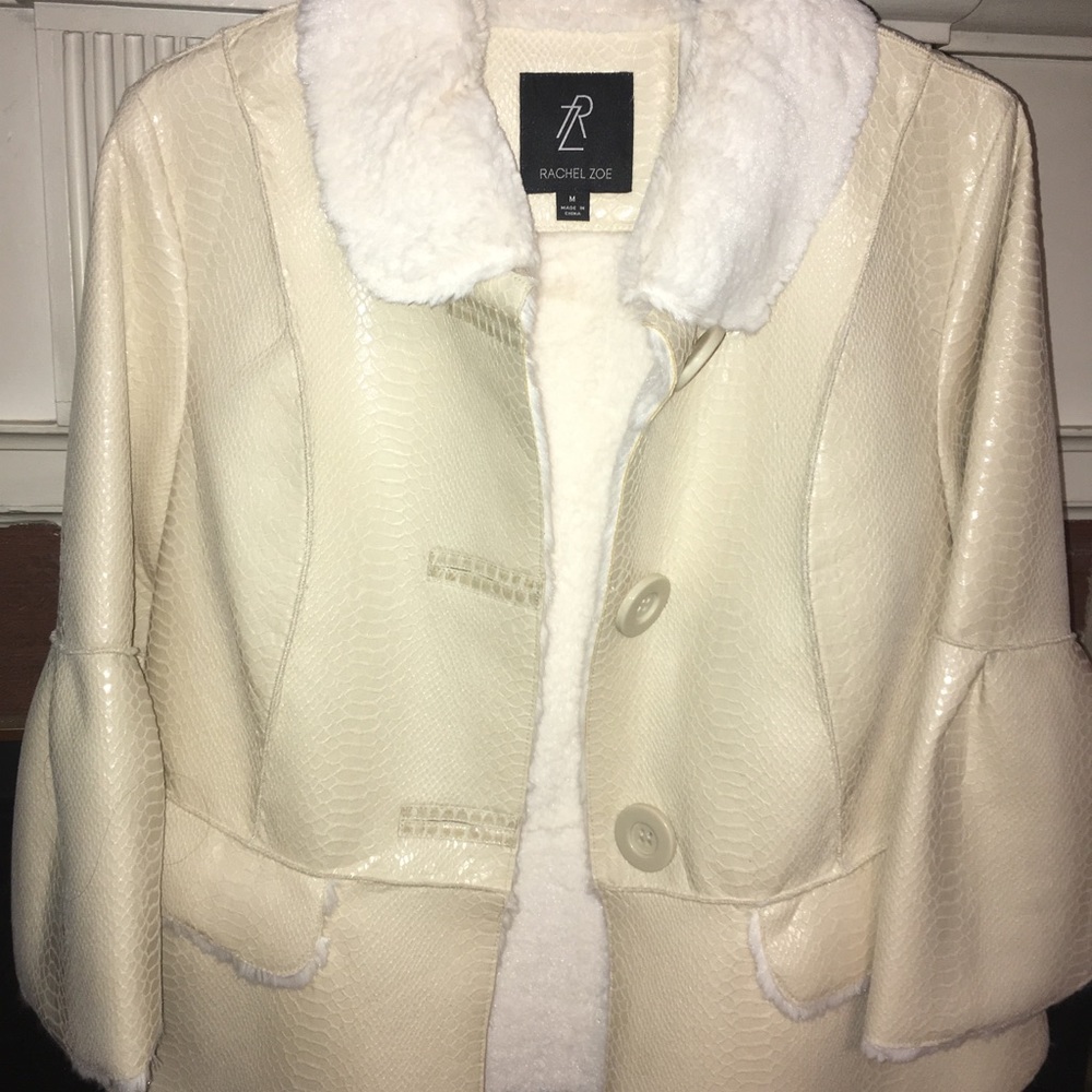 Rachel Zoe belled sleeve fur lined jacket